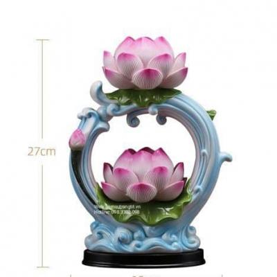 ĐÈN SỨ HOA SEN 2 TẦNG DÂNG BÀN THỜ PHẬT